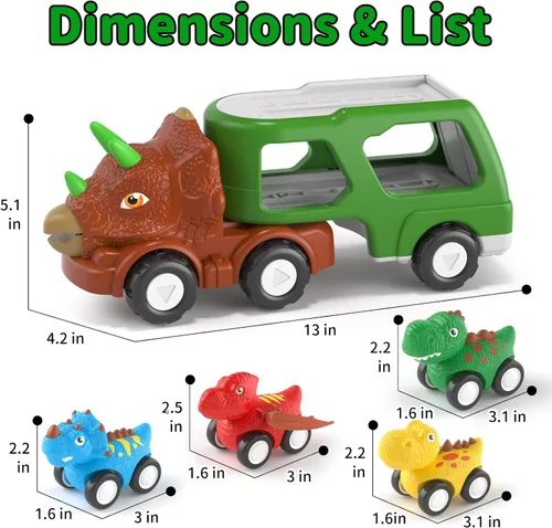 Miniatura 8 de newcrave Coche de dinosaurio 5 en 1 para niños pequeños, juguete para niños de 1, 2, 3, 4, 5 años, camión de dinosaurios para niños pequeños de 1-3