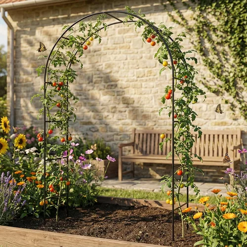 Miniatura 4 de Cenador de pérgola de metal, enrejado de arco de jardín de flores para exteriores, cenador de jardín de acero para plantas trepadoras, decoración