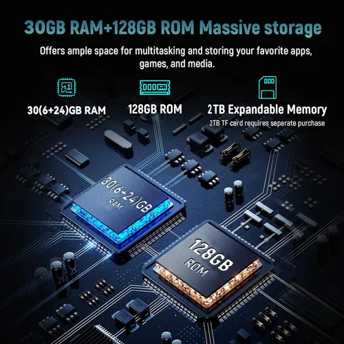 Miniatura 3 de Tableta, tableta Android 16, 30GB RAM 128GB ROM 2TB TF, tableta de 10 pulgadas con procesador de 8 núcleos, batería 6200mAh, carga rápida, pantalla