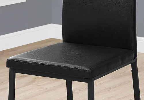 Miniatura 4 de Monarch Specialties I 1106 - Juego de 2 sillas de comedor, tapizadas, para cocina, comedor, aspecto de piel sintética, metal, negro, contemporánea