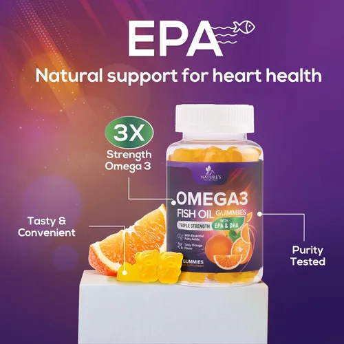 Miniatura 6 de Gomitas de aceite de pescado Omega 3 – 3 veces más fuerza para la salud del corazón, suplemento de goma de aceite de pescado Omega 3 de alta