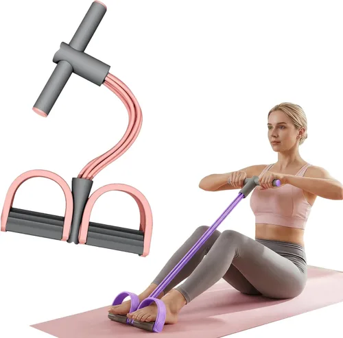 Miniatura 9 de Banda de resistencia de pedal con asas, banda de resistencia elástica multifuncional para yoga, banda de resistencia de 6 tubos con mango