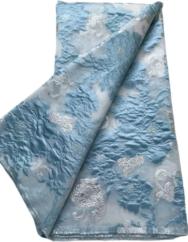 Miniatura 5 de Tela de encaje africano bordado francés Brocado Jacquard tejido de encaje 5 yardas de tela de encaje dorado para costura de vestido de fiesta