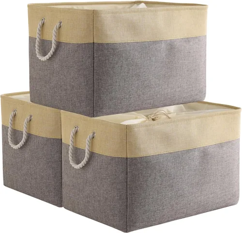 Miniatura 15 de TheWarmHome Contenedores de almacenamiento para estantes, tamaño mediano, 3 unidades, 13.8 pulgadas de largo x 9.8 pulgadas de ancho x 6.7 pulgadas