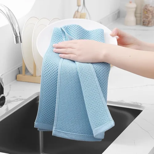 Miniatura 96 de Homaxy Trapos de cocina de 100% algodón, tejido de punto gofre, ultrasuaves, absorbentes y de secado rápido, 12 x 12 pulgadas, paquete de 6, blanco