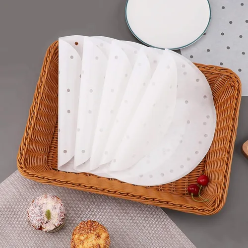 Miniatura 3 de Beasea Papel pergamino para freidora de aire de 11 pulgadas, 200 piezas de papel pergamino perforado blanco desechable para freidora de aire y cesta