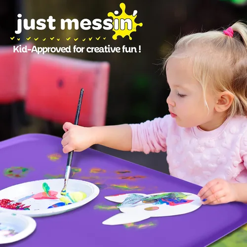 Miniatura 5 de Just Messin' Tapete de silicona para niños, reutilizable, antideslizante, resistente al calor, con bordes elevados de 0.6 pulgadas para contener