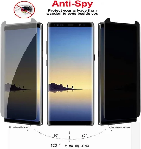 Miniatura 2 de LYWHL Paquete de 3 protectores de pantalla de privacidad para Note 8 / Note 9, antiespía, película de vidrio templado para Samsung Galaxy Note 8