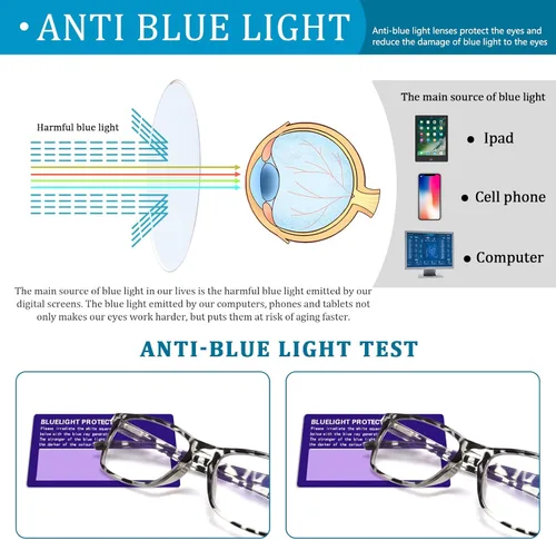 Miniatura 4 de Paquete de 6 lentes de lectura para mujeres y hombres, lentes de bisagra de resorte, bloqueo de luz azul, antifatiga ocular, lectores de computadora