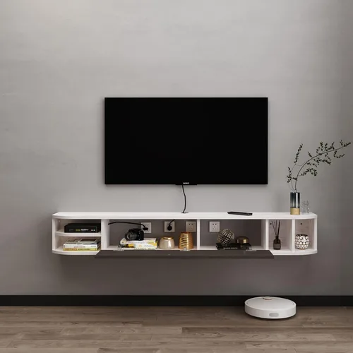 Miniatura 3 de Pmnianhua Soporte flotante para TV, 63 pulgadas, consola de TV flotante moderna, mueble de TV montado en la pared, centro de entretenimiento