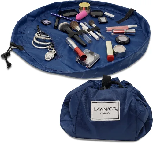 Miniatura 13 de Lay-n-Go Cosmo Layflat - Organizador de cosméticos y maquillaje con cordón y bolsillo con cremallera, bucles para cepillos y más, se ajusta