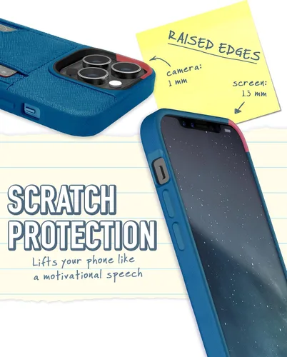 Miniatura 5 de Smartish Funda tipo cartera para iPhone 13 Pro – Wallet Slayer Vol. 2 [delgada + protectora] tarjetero con función atril - Azul sobre verde Blues