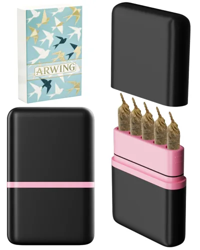 Miniatura 13 de Caja de almacenamiento con 5 agujeros a prueba de olores para conos pre-enrollados tamaño King, caja para 5 cigarrillos de tamaño regular, pequeño
