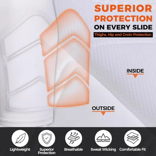Miniatura 4 de COOLOMG Pantalones cortos deslizantes de béisbol para niños y jóvenes, con copa atlética suave, acolchados, pantalones cortos de compresión