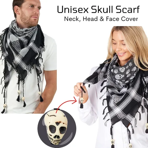 Miniatura 13 de LOVARZI Shemagh Cottons Arab Keffiyeh - Bufanda militar táctica para cabeza y cuello
