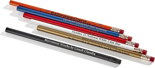 Miniatura 3 de Lápices personalizados con impresión promocional de Pencil Guy, redondos, 144 por caja. ¡19 colores para elegir! Blanco