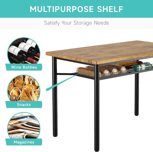 Miniatura 8 de IDEALHOUSE Juego de mesa de comedor de 5 piezas para 4, mesa de cocina y sillas para 4 con estante de almacenamiento, juego de mesa de comedor