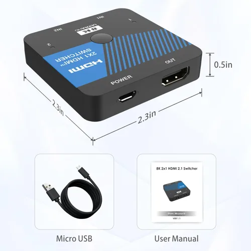 Miniatura 7 de 8K HDMI Switch 2 en 1 salida 4K @120Hz HDMI Switcher Soporte HDR10+, Dolby Vision, VRR, ALLM