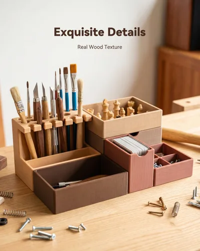 Miniatura 4 de SUNLU Filamento PLA de madera de 0.069 pulgadas, filamento de impresora 3D de fibra de madera real, textura y aroma de madera natural, sin