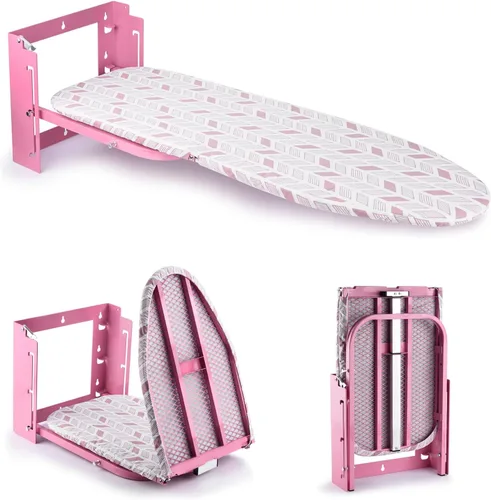 Miniatura 11 de Tabla de planchar montada en la pared, ajuste de altura de 36 x 12 pulgadas, tabla de planchar plegable para montaje en pared, tabla de planchar que