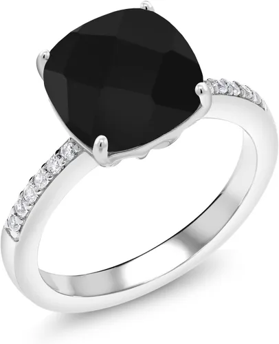 Gem Stone King Anillo de compromiso de plata de ley 925 con piedra preciosa de corte cojín de 0.39 pulgadas | Anillo de compromiso de aniversario de