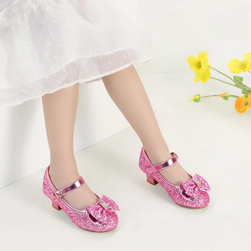 Miniatura 160 de PANDANINJIA Vestido de jada para niñas y niños pequeños, zapatos de princesa Mary Jane con tacones con lazo para fiesta, boda, boda