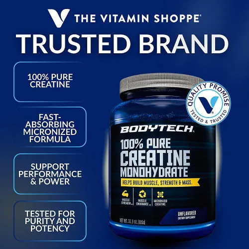 Miniatura 2 de BODYTECH Polvo de Monohidrato de Creatina 100% Puro - Micronizado para Máxima Absorción - Apoya la Fuerza Muscular y Potencia de Salida - Sin Sabor