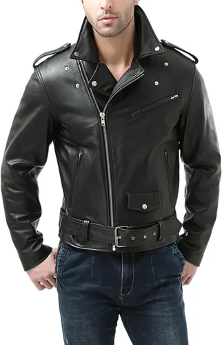 BGSD Chaqueta clásica de cuero de vaca para hombre (también disponible en tallas grandes y altas)