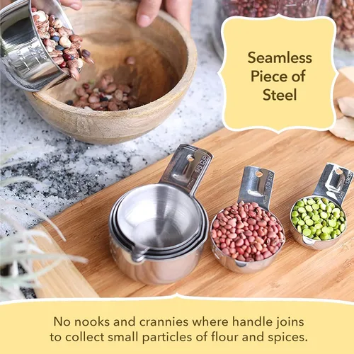 Miniatura 6 de Simply Gourmet Juego de 7 tazas medidoras, apilables, acero inoxidable 304 de alta calidad, accesorios de cocina para medir ingredientes líquidos