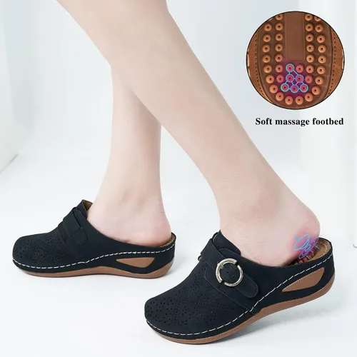 Miniatura 7 de Alicegana Sandalias de verano para mujer, cómodas, con puntera cerrada, cuña con gancho ajustable