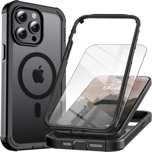 Miniatura 23 de Funda magnética para iPhone 13 Pro Max, protector de pantalla, compatible con MagSafe, protección contra caídas de grado militar, protección