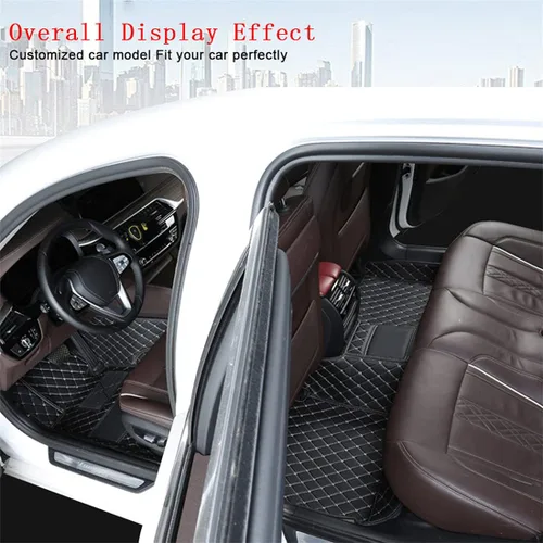 Miniatura 8 de Alfombrillas de coche personalizadas, adecuadas para el 98% de los modelos de automóviles, alfombrillas antideslizantes de cuero sintético PU, Beige