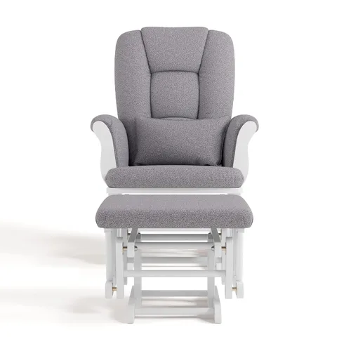Miniatura 9 de Storkcraft Tuscany - Mecedora y otomana personalizada con almohada lumbar gratis (remolino blanco y gris pizarra) – Silla mecedora cómoda tapizada