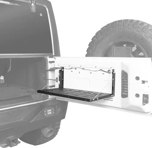 Miniatura 5 de Hooke Road JK Wrangler Mesa de Puerta Trasera Estante de Almacenamiento de Metal Plegable Estante de Carga para Jeep Wrangler JK y Unlimited