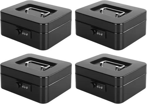 Miniatura 19 de KYODOLED Caja de dinero grande con cerradura de combinación, caja de dinero de metal segura con bandeja para dinero para caja de seguridad de 9.84 x