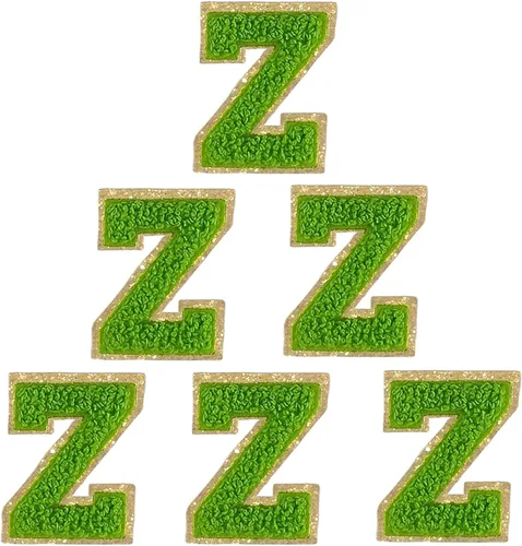 Miniatura 55 de 6 piezas de parches de letras de chenilla autoadhesivas, parches de letras preppy de 2 pulgadas para bolsos, ropa y sombreros, grandes pegatinas