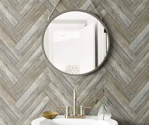 Miniatura 2 de NextWall Papel tapiz autoadhesivo de madera de cheurón sintético