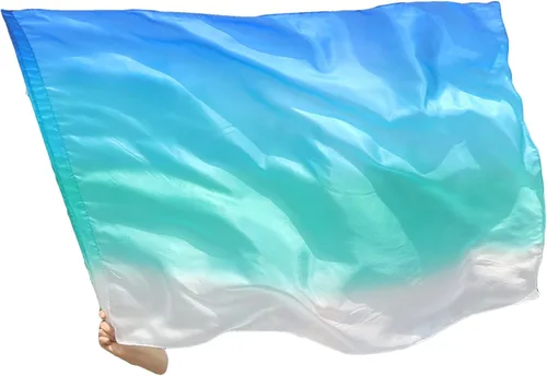 Miniatura 33 de Winged Sirenny Banderas flexibles de alabanza porfética de adoración de danza, serpentina rectangular de 50 pulgadas (luna azul)