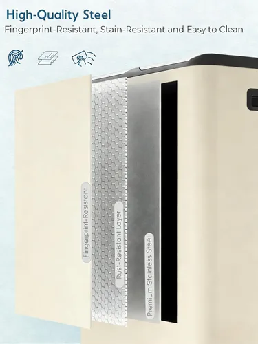 Miniatura 4 de Arlopu Cubo de basura doble de 16 galones con 2 cajas integradas para control de olores, cubo de basura de cocina manos libres, cubo de basura
