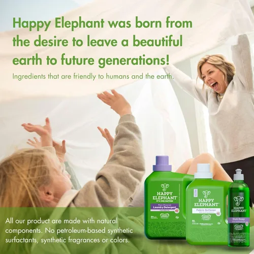 Miniatura 7 de Detergente de lavandería Happy Elephant, aroma a té blanco y higo, ultra concentrado, jabón para lavadora, a base de plantas, removedor de manchas