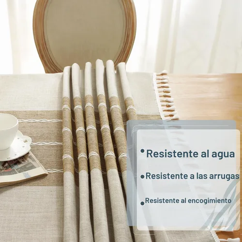 Miniatura 4 de Laolitou Mantel rústico de algodón y lino impermeable para invierno, mantel de arpillera para cocina, comedor, mantel para mesas rectangulares