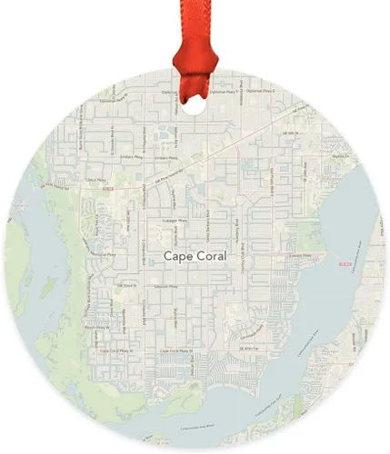 Miniatura 38 de Andaz Press Mapa de la ciudad de Estados Unidos redondo de madera natural MDF ornamento de Navidad, Akron, Ohio Vintage Mapa, 1 paquete, larga