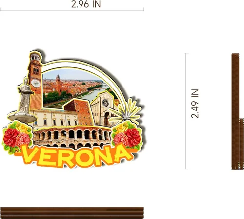Miniatura 3 de Imán de madera de Verona de Italia 3D para nevera, recuerdos coleccionables, decoración hecha a mano, artesanías 2