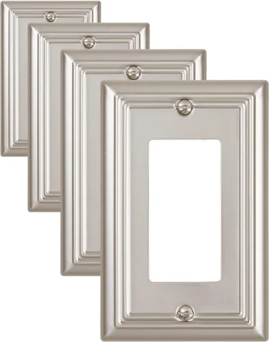 Miniatura 24 de Paquete de 1 Placa de Pared Combinada Toggle/Decorativa, Cubierta de Placa de Pared de Metal para Interruptor de Luz, Receptáculo, Interruptor
