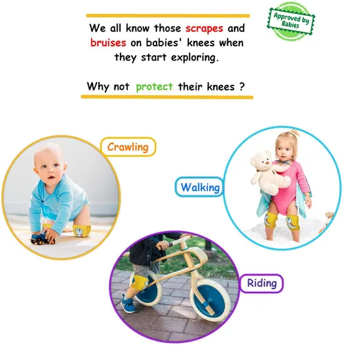 Miniatura 7 de Rodilleras de bebé para gatear 3 pares rodilleras ajustables para bebéniño pequeño almohadillas de arrastre rodilleras protectoras