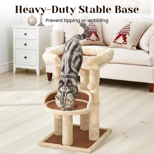 Miniatura 7 de Fansafurn Árbol de varios niveles para gatos de interior, torre moderna para gatos con camas dobles y postes rascadores, árbol para gatos grandes