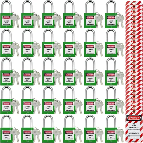 Miniatura 14 de Bloqueos de etiquetado de bloqueo, candados de seguridad, cerraduras Loto con llave de bloqueo diferente Dispositivo de etiqueta de plástico