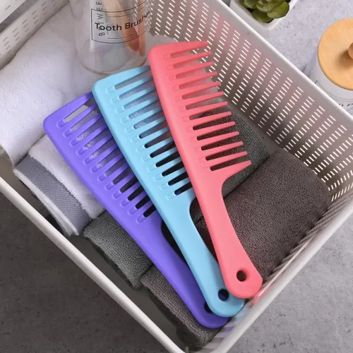 Miniatura 4 de Peine de dientes anchos, peine desenredante grande para mujeres y hombres, cepillo de peinado duradero para tipos de cabello rizado, largo y húmedo