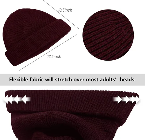 Miniatura 3 de La Paddy Gorro de punto 100 lana merina unisex cálido suave transpirable y acogedor elástico con puños
