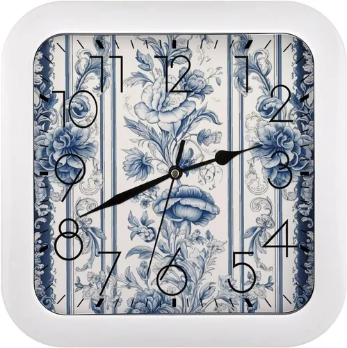 Miniatura 9 de 10" Square Modern Wall Clock,African Mud Cloth Tribal Print Kitchen Clocks Wall Battery Operated,Silent Non Ticking Unique Funny Cute Wall Clock for